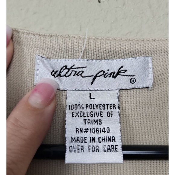 Ultra‎ Pink Women's Size L Layered Tank Ivory Cream Lace And Embroidery Applique - Picture 4 of 7